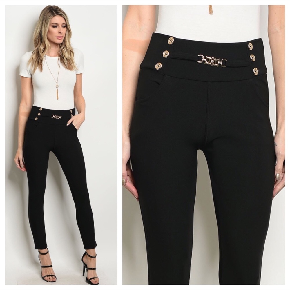 ❗️1 left❗️NWT SUPER COMFY BLACK PANTS W POCKETS - Picture 1 of 7